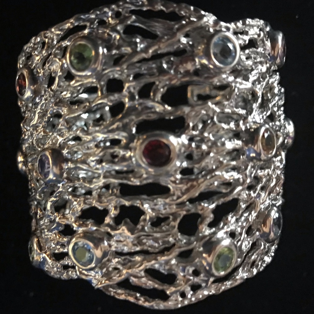 Freeform sterling  silver bezel set stones ! Stunning! $520.  NOT FOR SALE YET